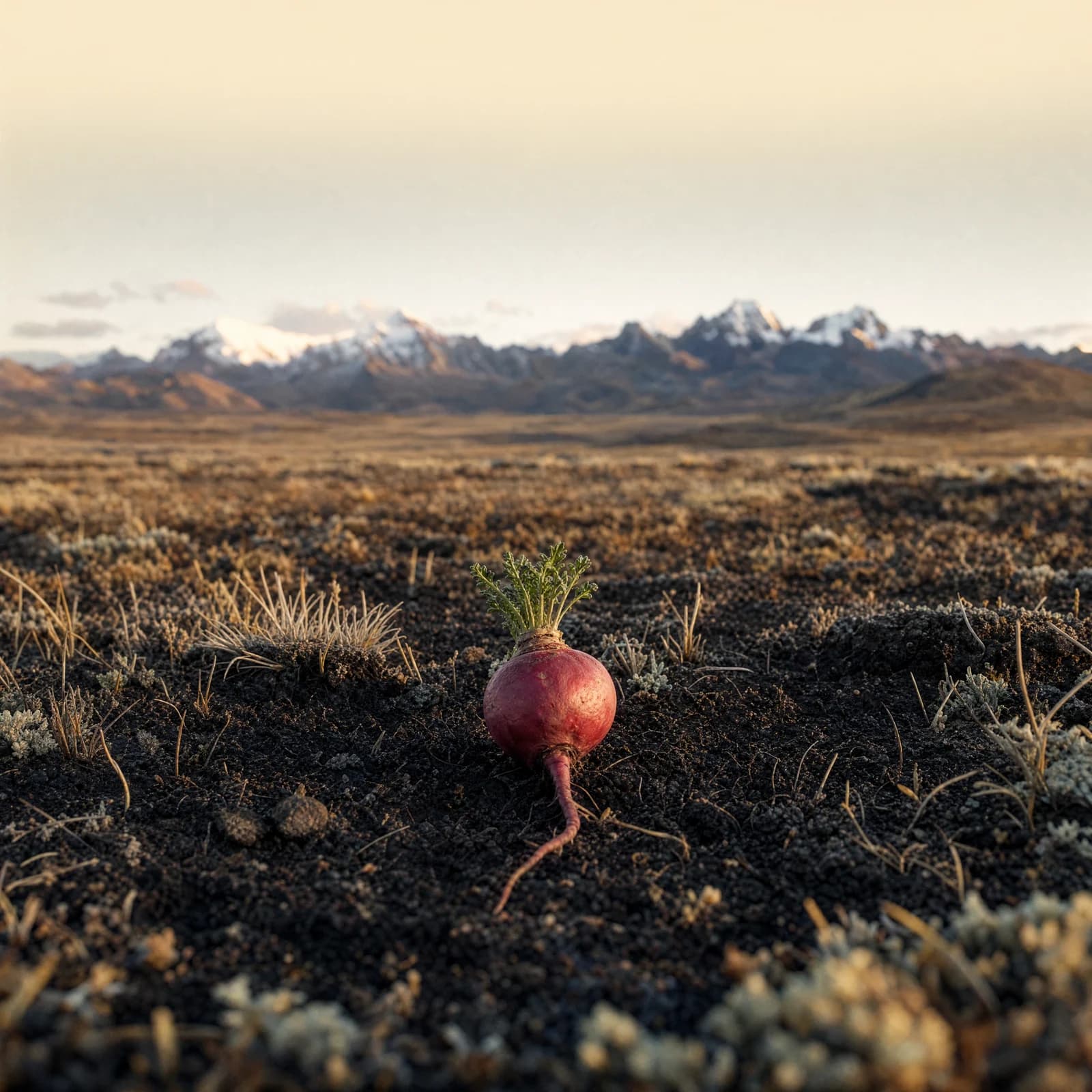 Plateau de Junín, maca au sol