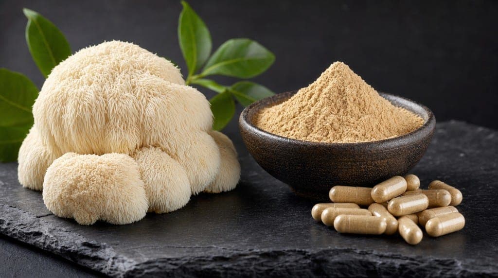 Dosage Lion's Mane : corps fructifère 1-3g/jour ou extrait standardisé. Corps fructifère vs mycélium sur grain — la diff