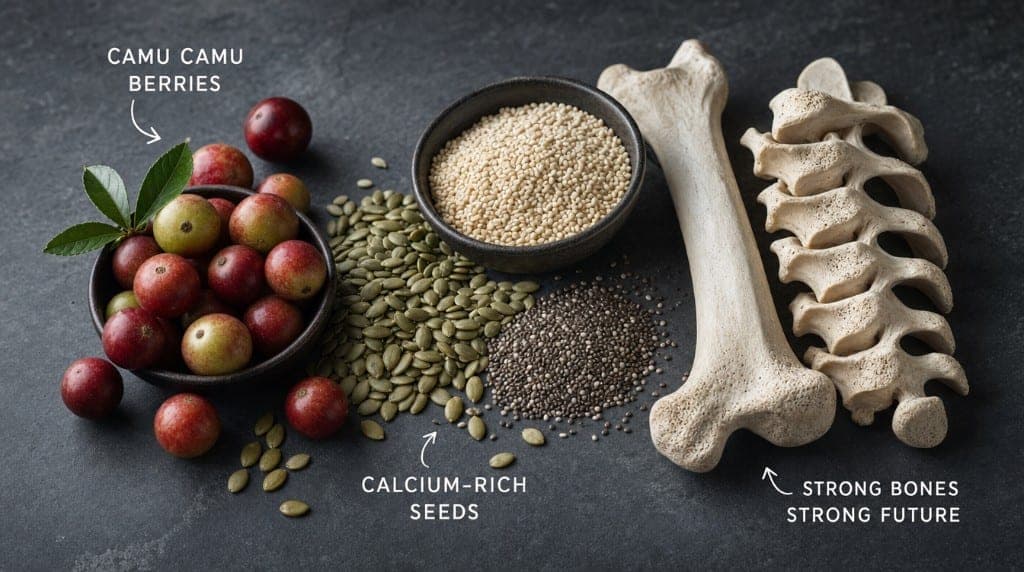 Camu Camu et peau mature : vitamine C pour la synthèse de collagène de type I et III, protection antioxydante contre le