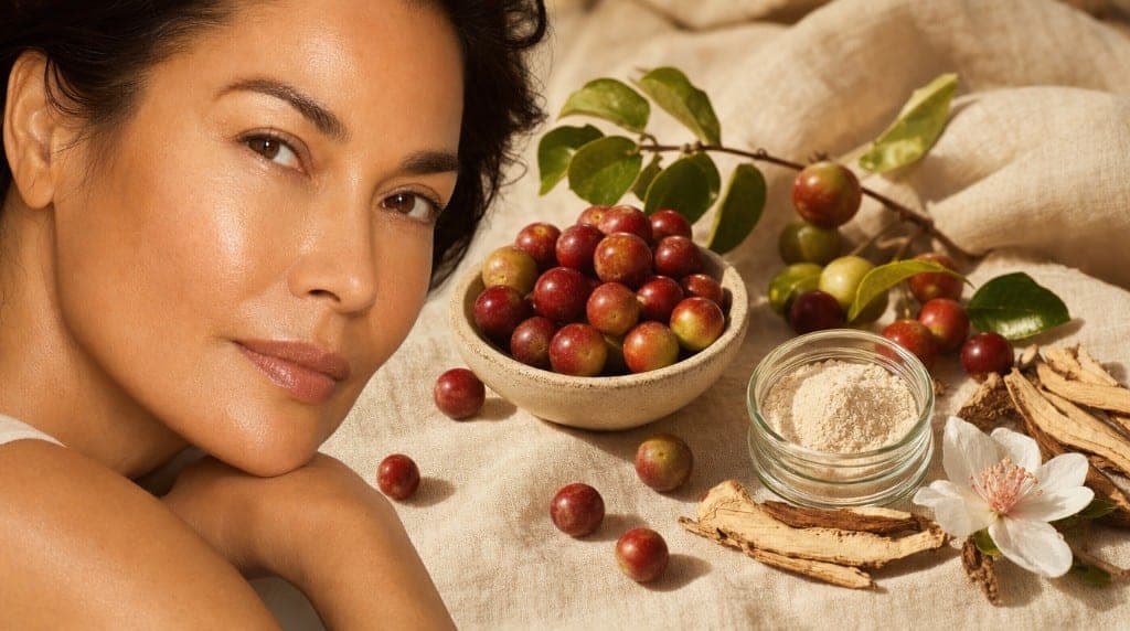 Camu Camu et peau mature : vitamine C pour la synthèse de collagène de type I et III, protection antioxydante contre le
