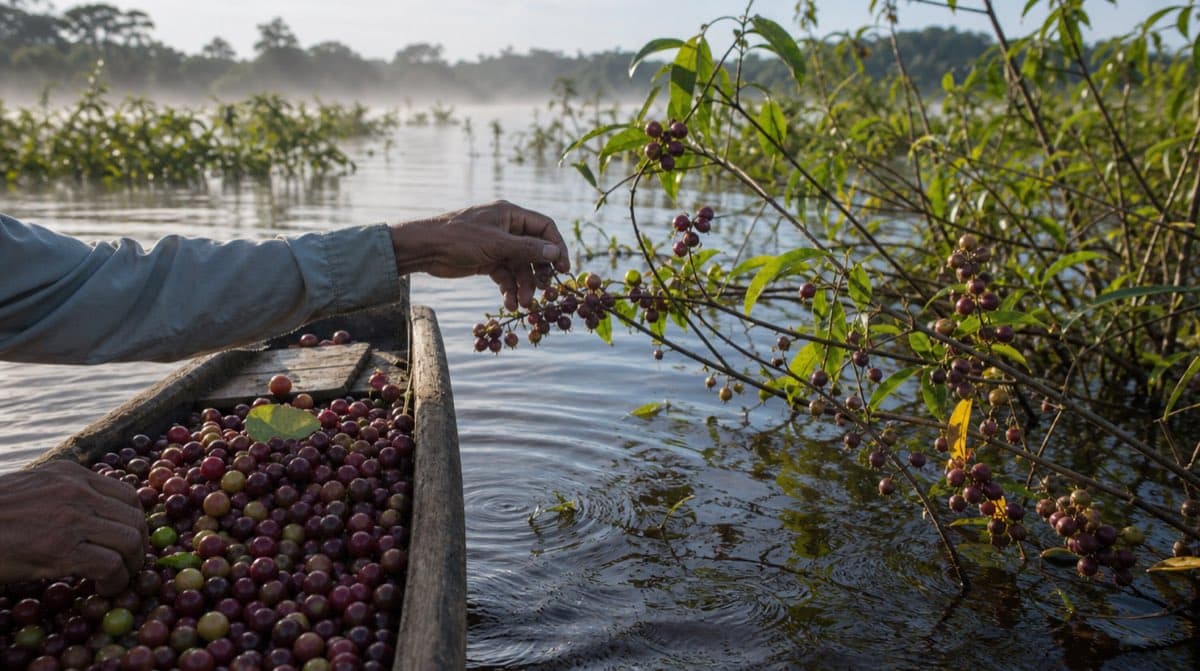 La récolte en canoë — pourquoi le camu camu s'attrape quand la rivière monte