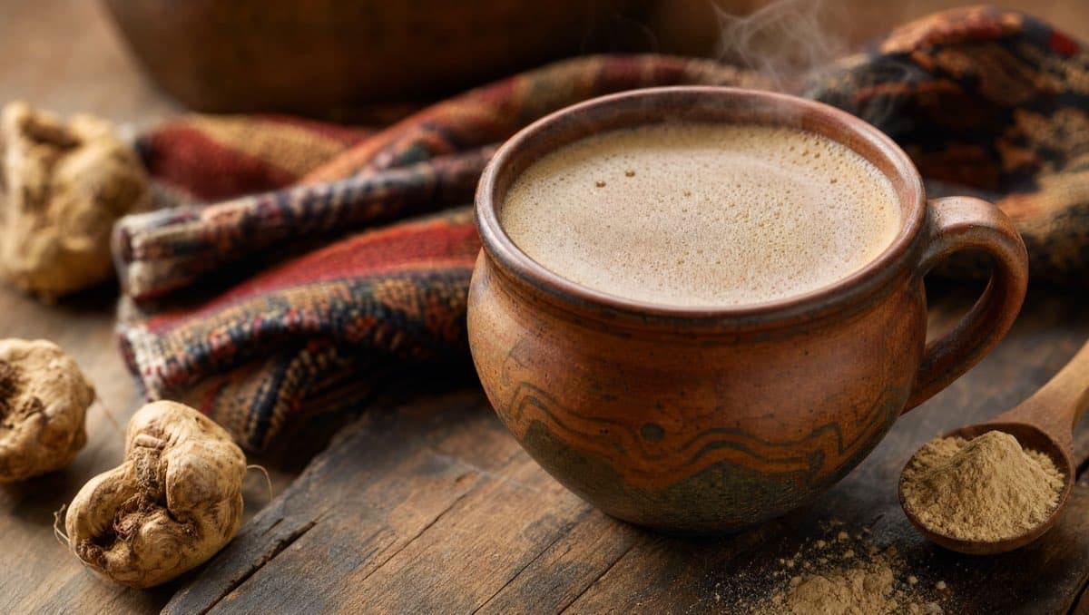 Préparer une boisson chaude à la maca inspirée des usages traditionnels andins : méthode simple et conseils pratiques.