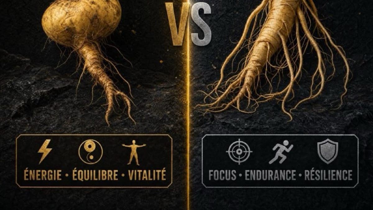Maca et ginseng asiatique — comparaison énergie, équilibre et vitalité