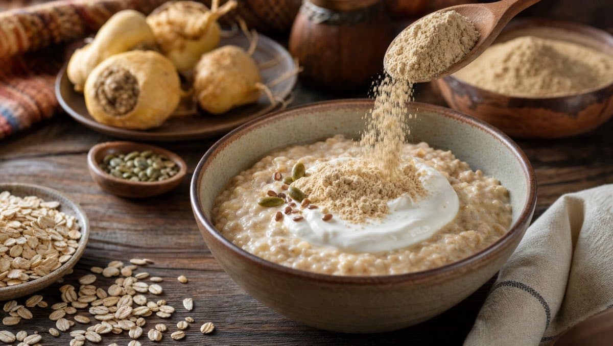Comment intégrer la poudre de maca à son petit-déjeuner : porridge, yaourt, smoothie. Dosage pratique et associations de goût.