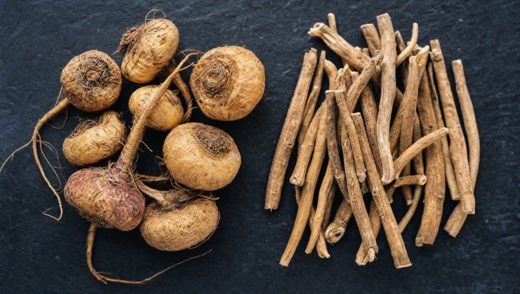 Maca et ashwagandha sont deux adaptogènes majeurs. Comparatif précis : mécanismes, indications, données cliniques et sit