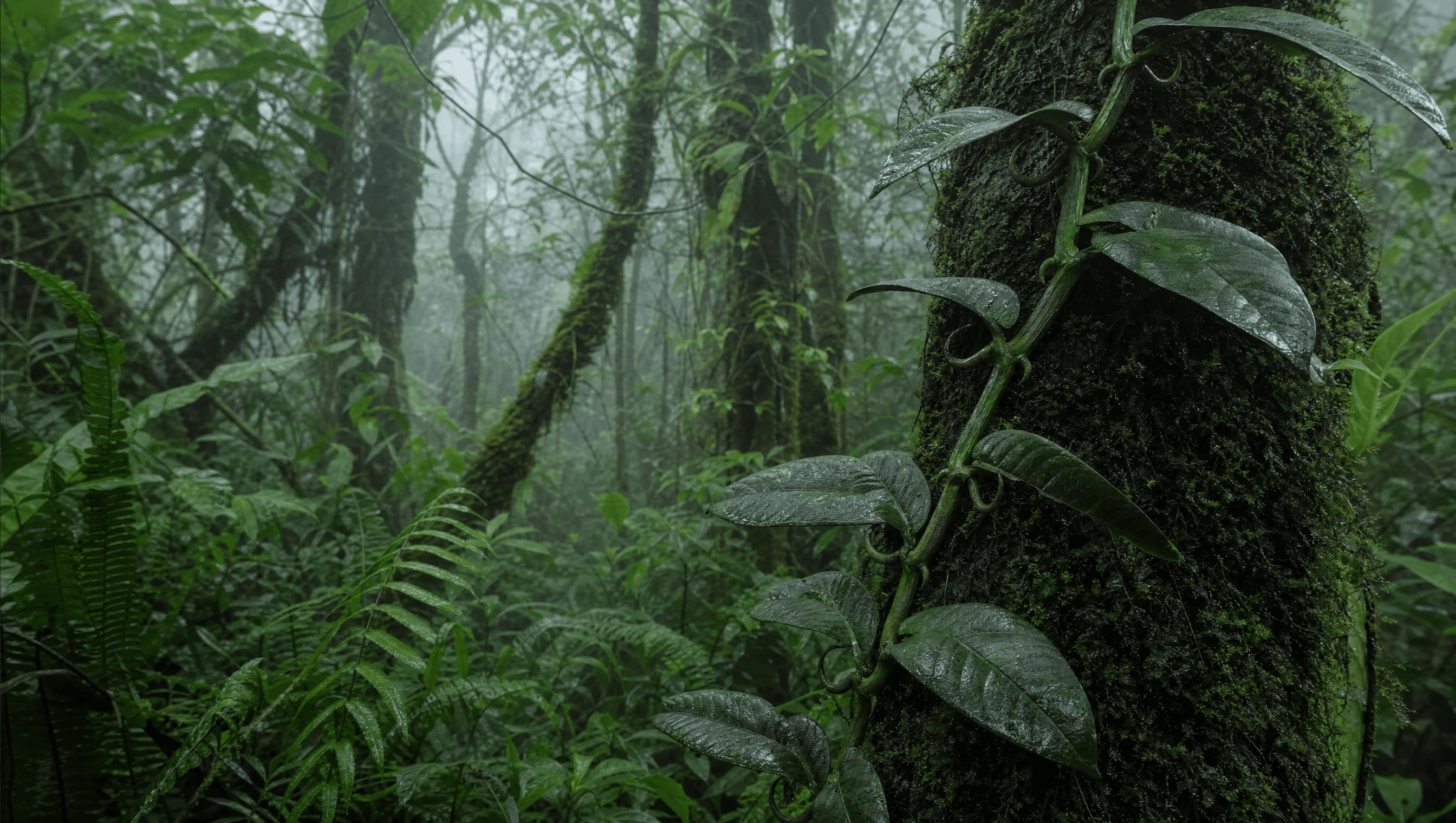 Liane de griffe de chat en forêt de nuage amazonienne péruvienne